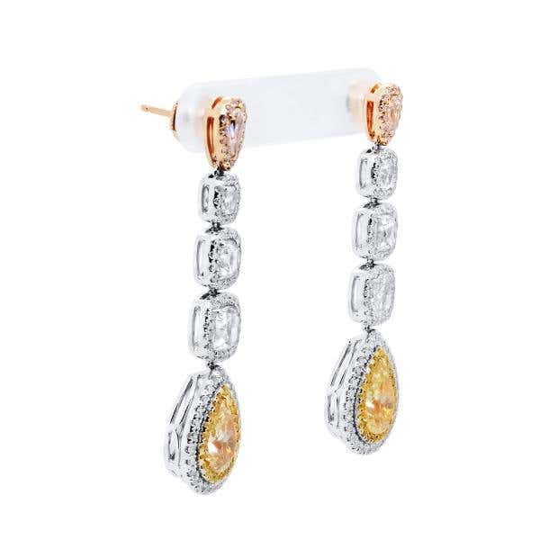 Fancy Yellow Diamond Earrings, 3.24 Ct. (7.33 Ct. TW), Pear shape