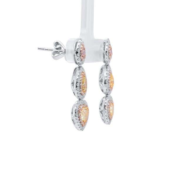 Fancy Yellow Diamond Earrings, 0.97 Ct. (3.00 Ct. TW), Heart shape