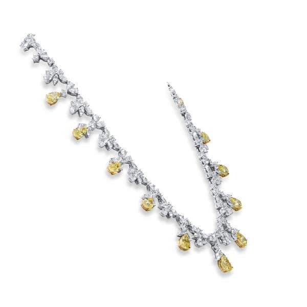 Fancy Yellow and White Diamond Necklace, 15.62 Ct. (40.64 Ct. TW), Pear Shape, JCNF05529884