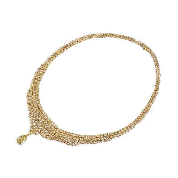 Fancy Deep Brownish Yellow Diamond Necklace, 5.04 Ct. (48.80 Ct. TW), Pear shape, GIA Certified, 5212980971