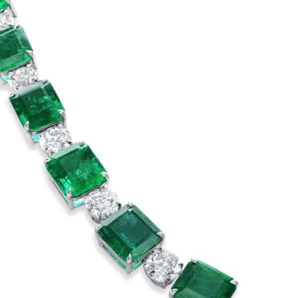 Green Emerald And Diamond Necklace, 97.77 Ct. (119.01 Ct. TW), JCNG01106740