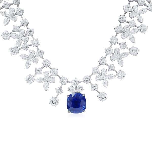 Natural Vivid Blue Madagascar Sapphire Necklace, 74.44 Ct. TW, GRS Certified