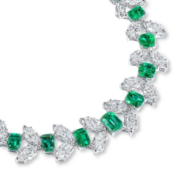 Green Emerald And Diamond Necklace, 20.59 Ct. (46.72 Ct. TW), Mix Shape, JCNG05506728