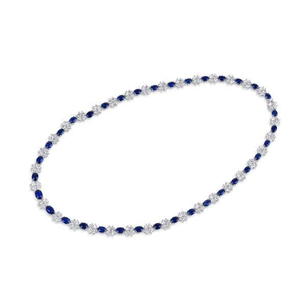 Royal Blue Burmese Sapphire And Diamond Necklace, 17.34 Ct. (33.03 Ct. TW), 26615505, Unheated