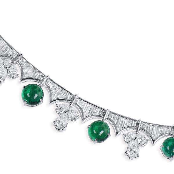 Natural Vivid Green Colombia Emerald Necklace, 37.43 Ct. TW, GRS Certified