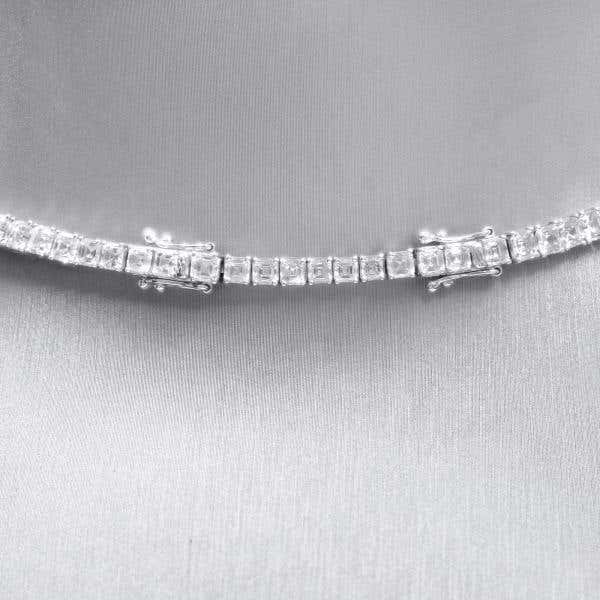 White Diamond Necklace, 25.74 Ct. TW, Asscher shape, EG_Lab Certified