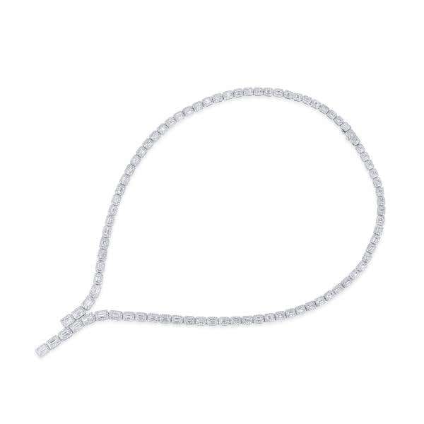 White Diamond Necklace, 12.21 Ct. (15.85 Ct. TW), Emerald Shape
