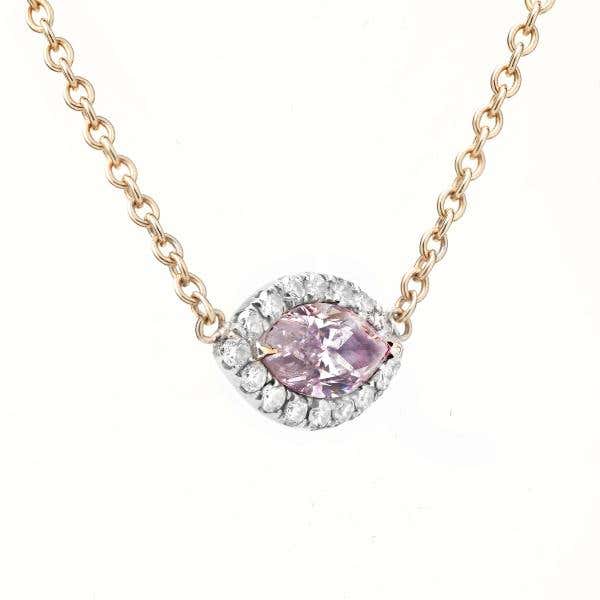Fancy Light Pink Diamond Necklace, 0.39 Ct. (0.50 Ct. TW), Marquise shape, GIA Certified, 2266043700