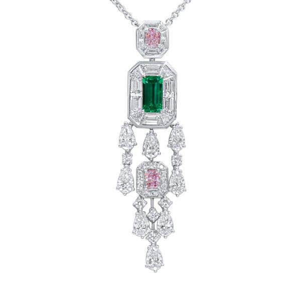 Natural Vivid Green Colombia Emerald Necklace, 0.86 Ct. (5.31 Ct. TW), GRS Certified, JCPG01138860