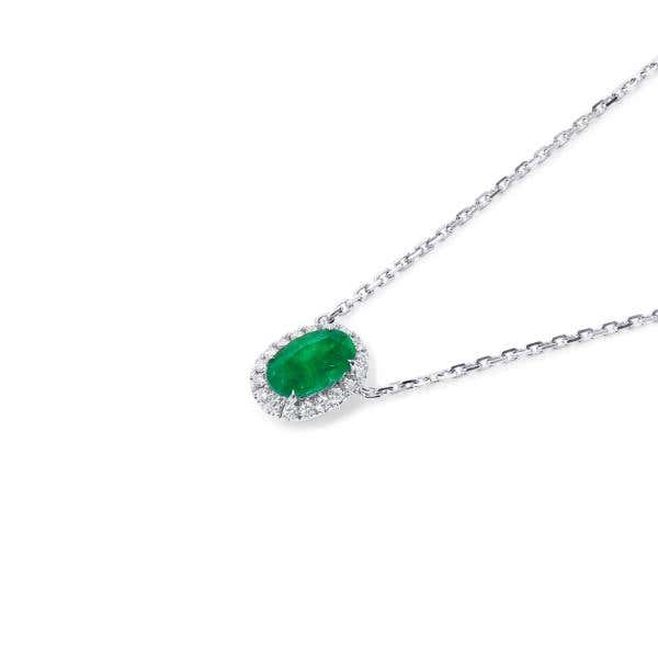 Natural Vivid Green Emerald Necklace, 0.71 Ct. (0.82 Ct. TW)