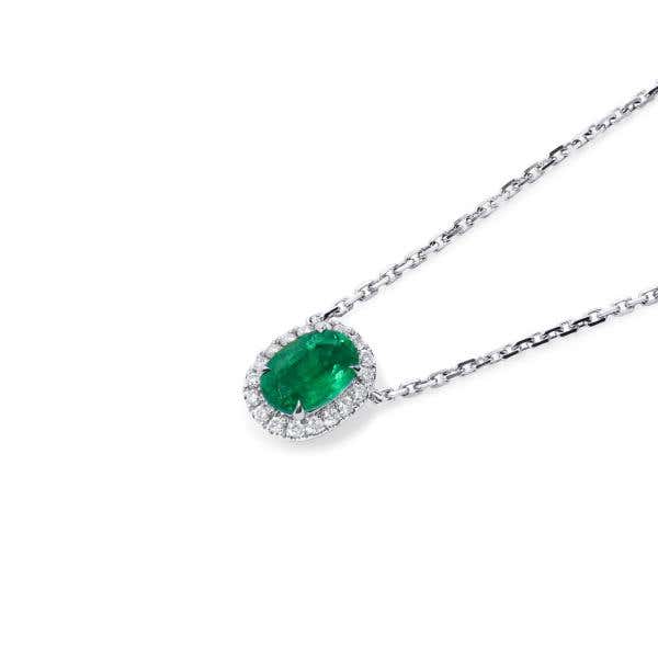 Natural Vivid Green Emerald Necklace, 0.61 Ct. (0.72 Ct. TW)