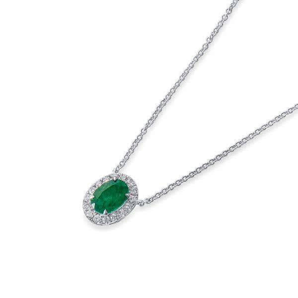 Natural Vivid Green Emerald Necklace, 0.62 Ct. (0.74 Ct. TW)