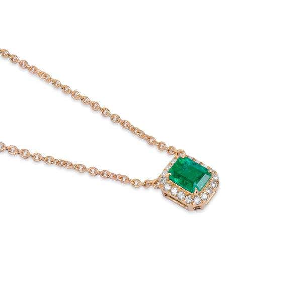 Natural Vivid Green Emerald Necklace, 0.62 Ct. (0.74 Ct. TW)