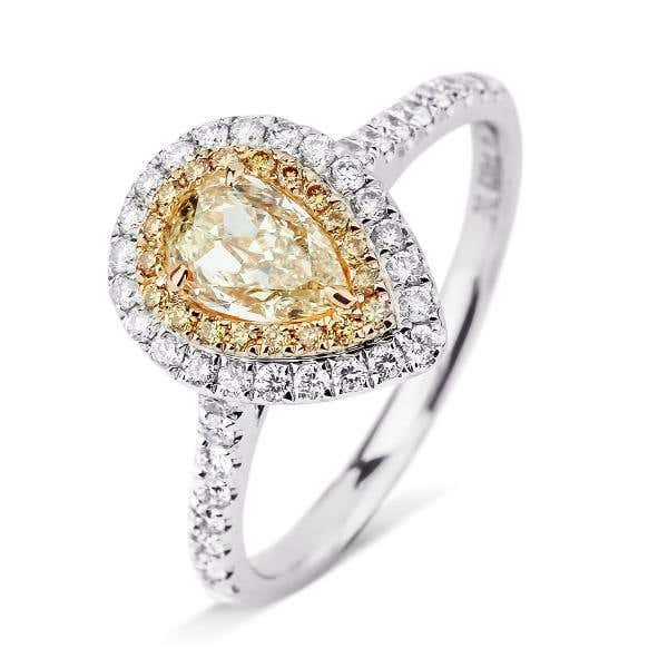 FANCY DEEP YELLOW DIAMOND RING 0.60 CARAT, PEAR SHAPE, IGL CERTIFIED