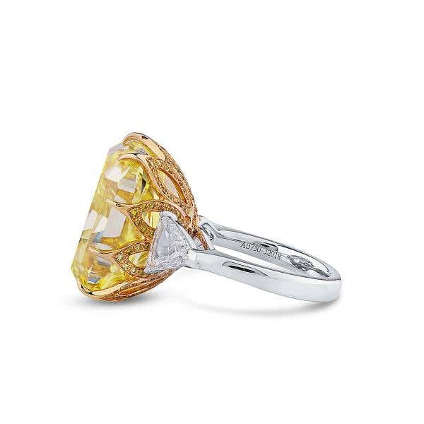 Fancy Intense Yellow Diamond Ring, 33.16 Ct. (34.90 Ct. TW), Radiant shape, GIA Certified, 2191206307