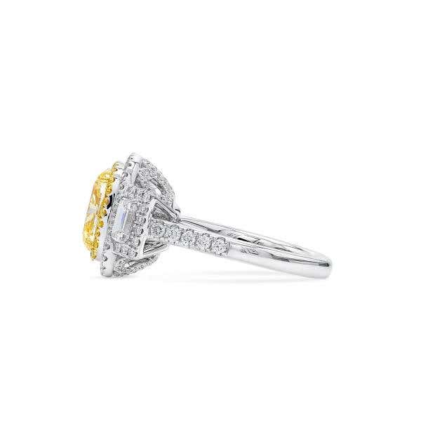 Fancy Light Yellow Diamond Ring, 3.15 Ct. (4.29 Ct. TW), Cushion shape, GIA Certified, 2205760289