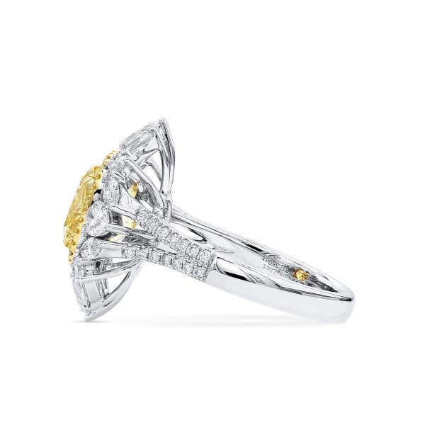 Fancy Yellow Diamond Ring, 3.15 Ct. (4.50 Ct. TW), Cushion shape, GIA Certified, 2213440546
