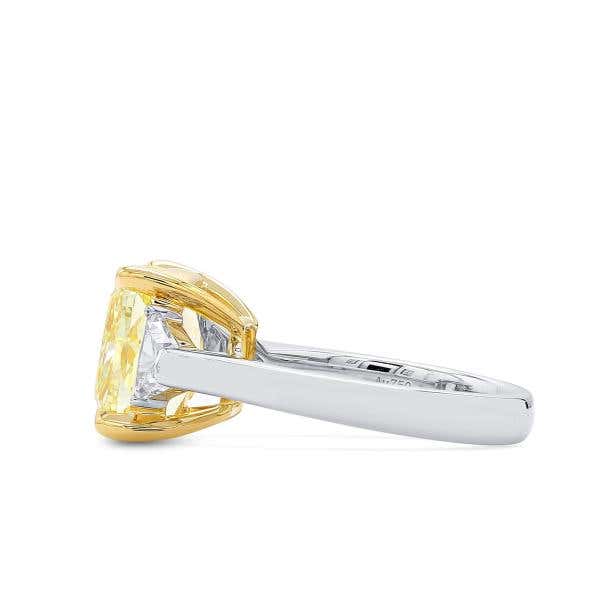 Fancy Yellow Diamond Ring, 5.39 Ct. (6.02 Ct. TW), Cushion shape, GIA Certified, 2221084391