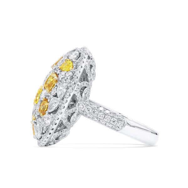 Yellow and White Diamond Ring,  5.74 Ct. TW, Multishape