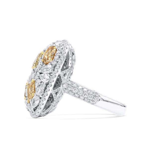Yellow and White Diamond Ring,  6.39  CT. TW, Multishape