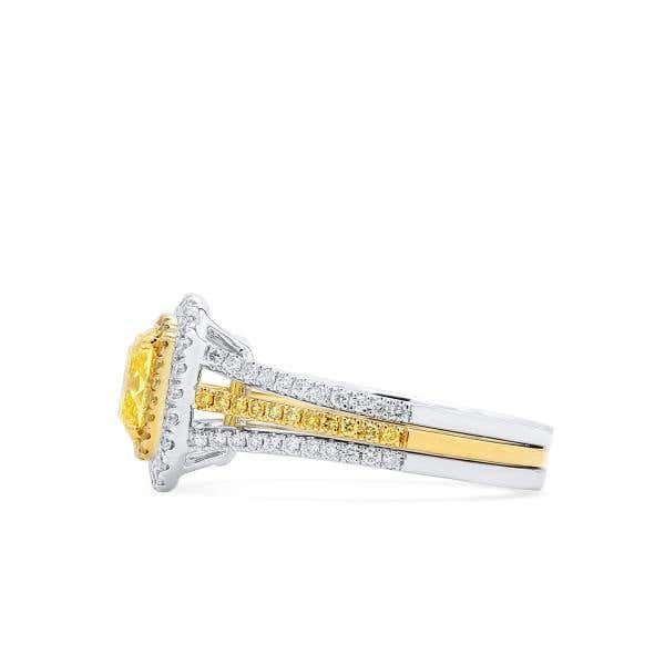 Fancy Vivid Yellow Diamond Ring, 1.53 Ct. (2.08 Ct. TW), Cushion shape, GIA Certified, 6187635026