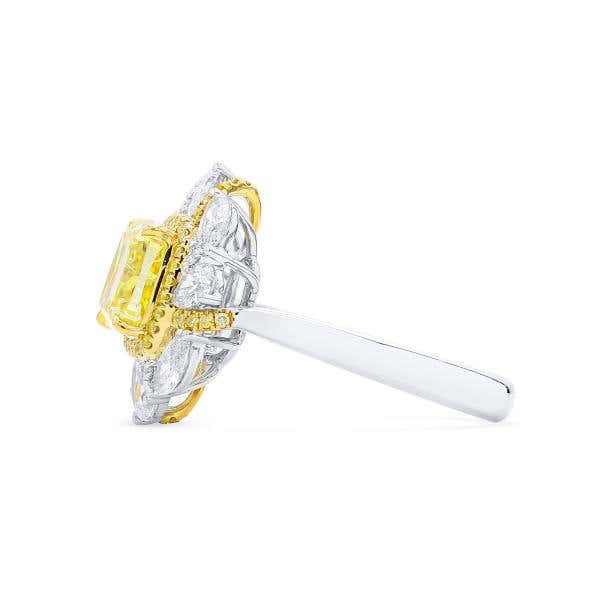 Fancy Vivid Yellow Diamond Ring, 2.03 Ct. (3.31 Ct. TW), Cushion shape, GIA Certified, 1182658952