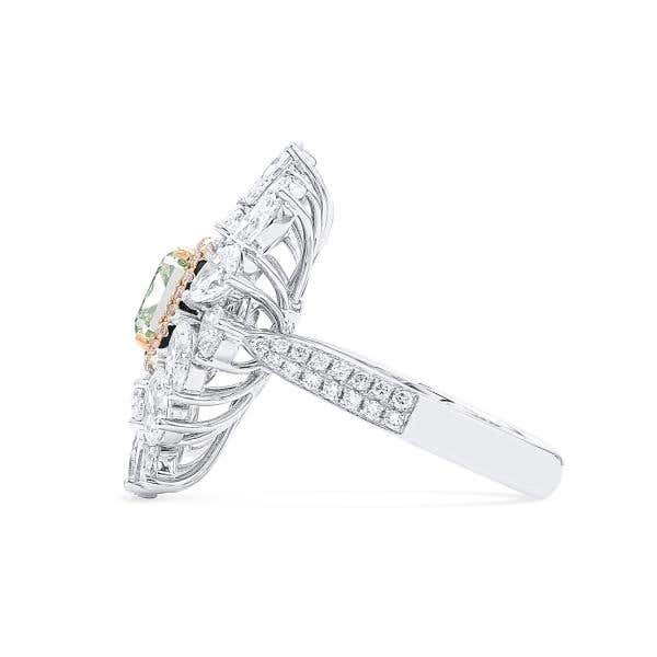 Fancy Yellow Green Diamond Ring, 4.59 Ct. TW, Radiant shape, GIA Certified