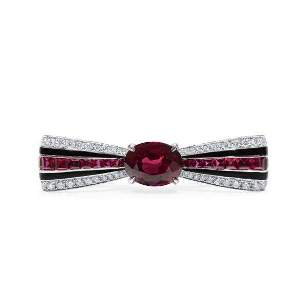 Pigeons Blood Ruby And Diamond Ring, 3.69 Ct. (5.57 Ct. TW), GRS2020-110949, Unheated