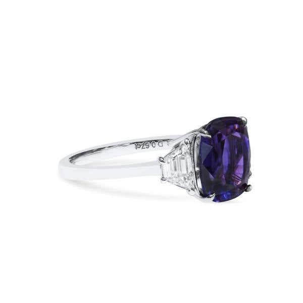 Natural Deep Purple Sapphire Ring, 4.17 Ct. (4.84 Ct. TW), GRS2022-028206, UNHEATED