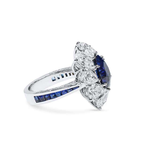 Royal Blue Burmese Sapphire And Diamond Ring, 5.15 Ct. (13.03 Ct. TW), GRS2022-111101
