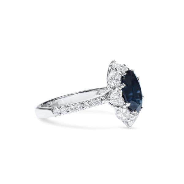 Natural Blue Sapphire Ring, 3.37 Ct. (5.19 Ct. TW), Unheated