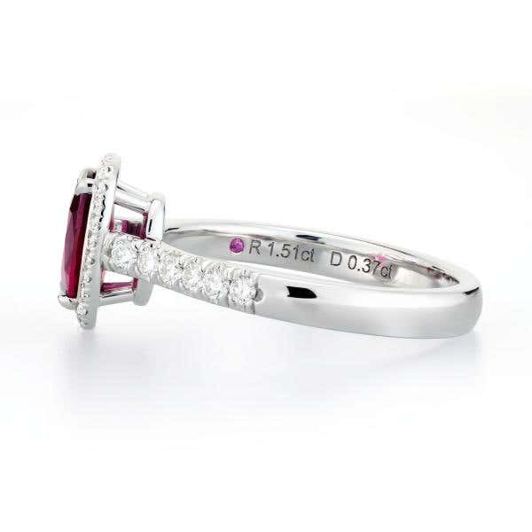 Natural Red Ruby Ring, 1.51 Ct. (1.88 Ct. TW), Unheated