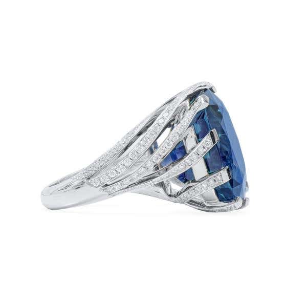 Natural Blue Burma Sapphire Ring, 32.44 Ct. TW, SSEF Certified