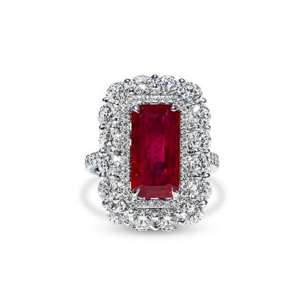 Natural Red Ruby Ring, 5.03 Ct. (8.14 Ct. TW), GRS Certified, GRS2010-050133T, Heated