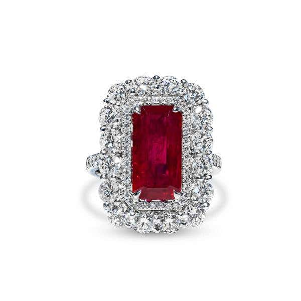 Red Ruby And Diamond Ring, 5.03 Ct. (8.14 Ct. TW), GRS2010-050133T, Heated