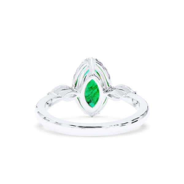 Natural Green Emerald Ring, 0.60 Ct. (1.02 Ct. TW), Marquise shape