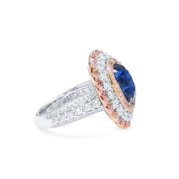 Vivid Blue Sapphire Ring, 7.42 Ct. (9.89 Ct. TW), Cushion Shape, GRS2022-118465