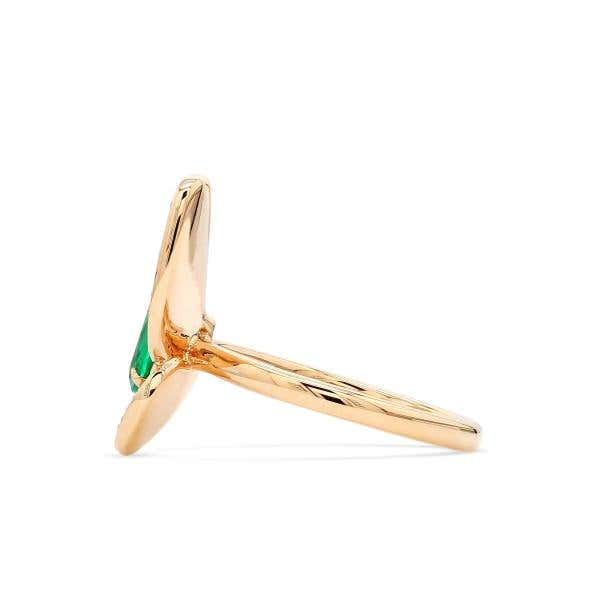 Natural Green Colombia Emerald butterfly shape Ring, 0.84 Ct. (1.35 Ct. TW), GRS2020-128147
