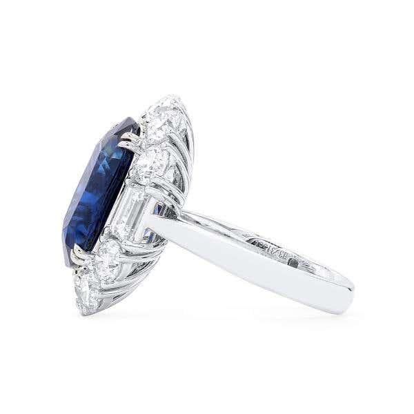 Natural Vivid Blue Sapphire Ring, 13.16 Ct. TW, GRS Certified