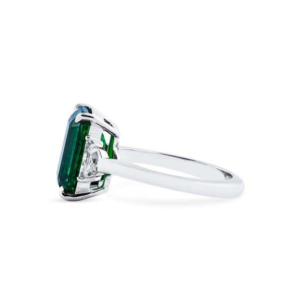 Vivid Green Emerald And Diamond Ring, 4.80 Ct. (5.44 Ct. TW), GRS2021-068043