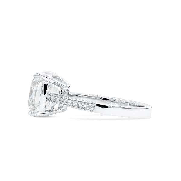 White Diamond Ring, 4.07 Ct. (4.36 Ct. TW), Cushion shape, GIA Certified, 5201975992