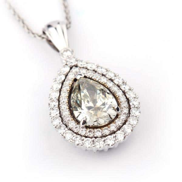 Fancy Grayish Greenish Yellow Diamond Necklace, 2.31 Carat, Pear shape, GIA Certified, 6157656686