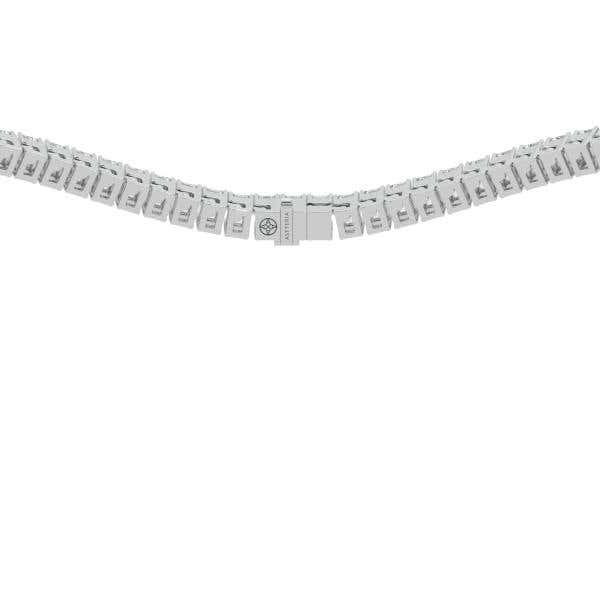Emerald shape diamond tennis necklace, white gold, 16.0-29.0 Ct. TW