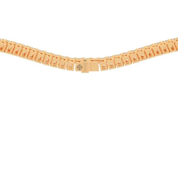 Emerald shape diamond tennis necklace, yellow gold, 16.0-29.0 Ct. TW
