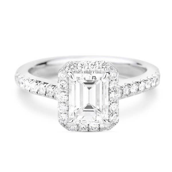 emerald cut fancy colored diamond engagement ring